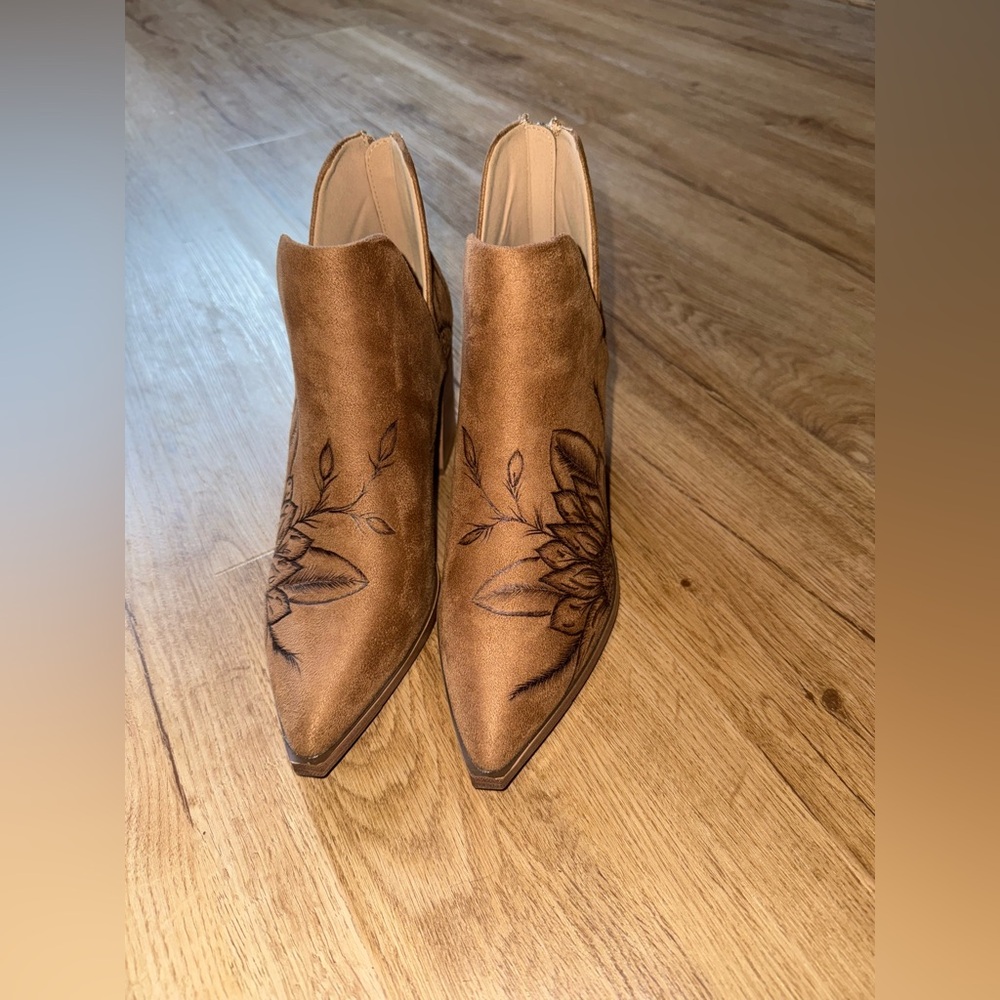 Custom Hand Burned Ankle Boots - Picture 2 of 7